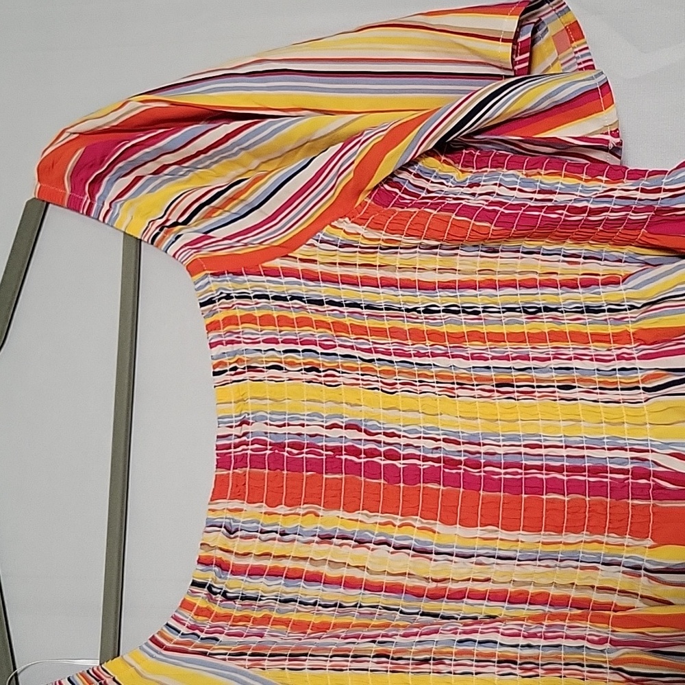 Nordstrom Bobeau Smocked Stripe Top Sz L NWT - Picture 2 of 8